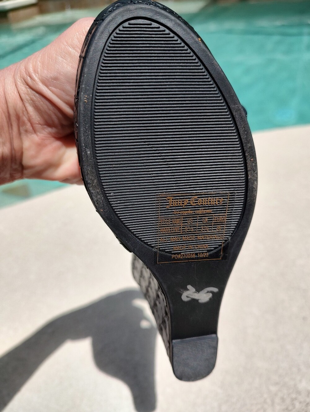 Juicy Couture Black Wedge Sandals with Ankle Strap - Picture 8 of 15